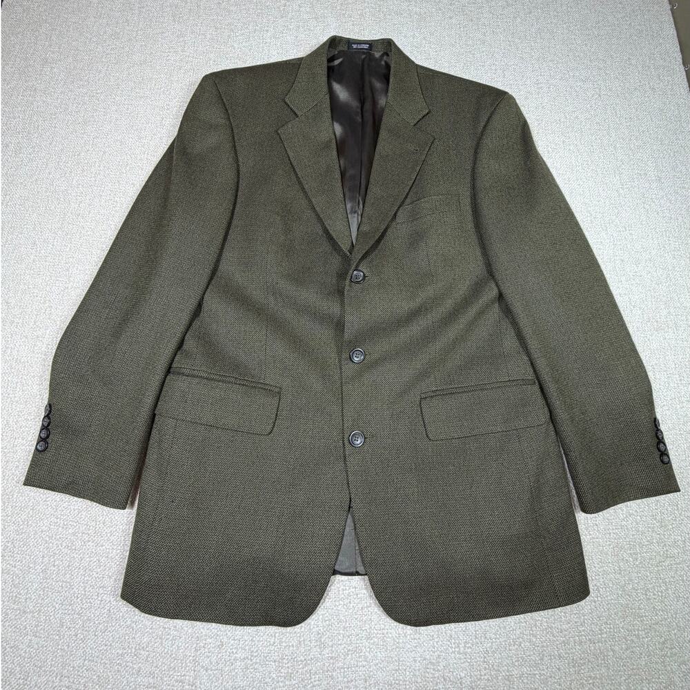 Oscar de la Renta Men 40R Brown Lambswool Cashmere Blazer Business Sport Coat
